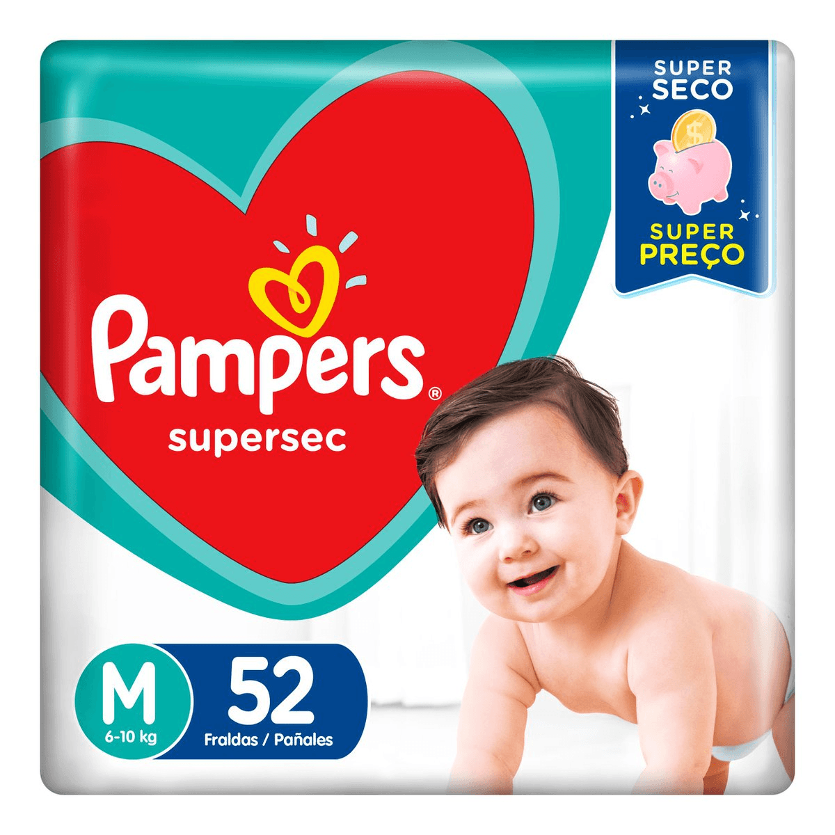 Fralda Pampers SUPERSEC M-52  