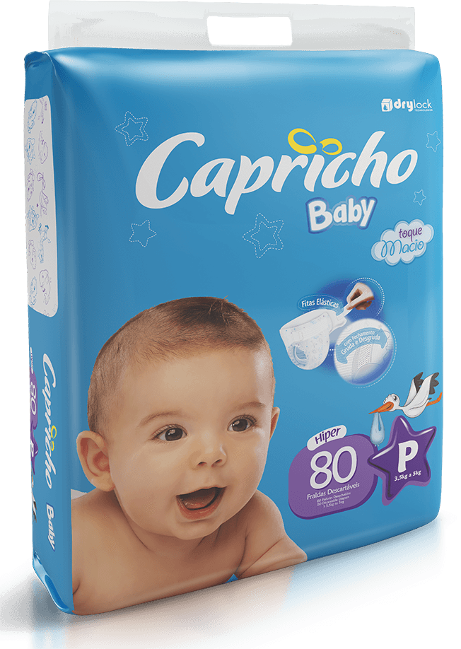 Fralda Descartável Infantil Capricho Baby Hiper  P 80 unidades