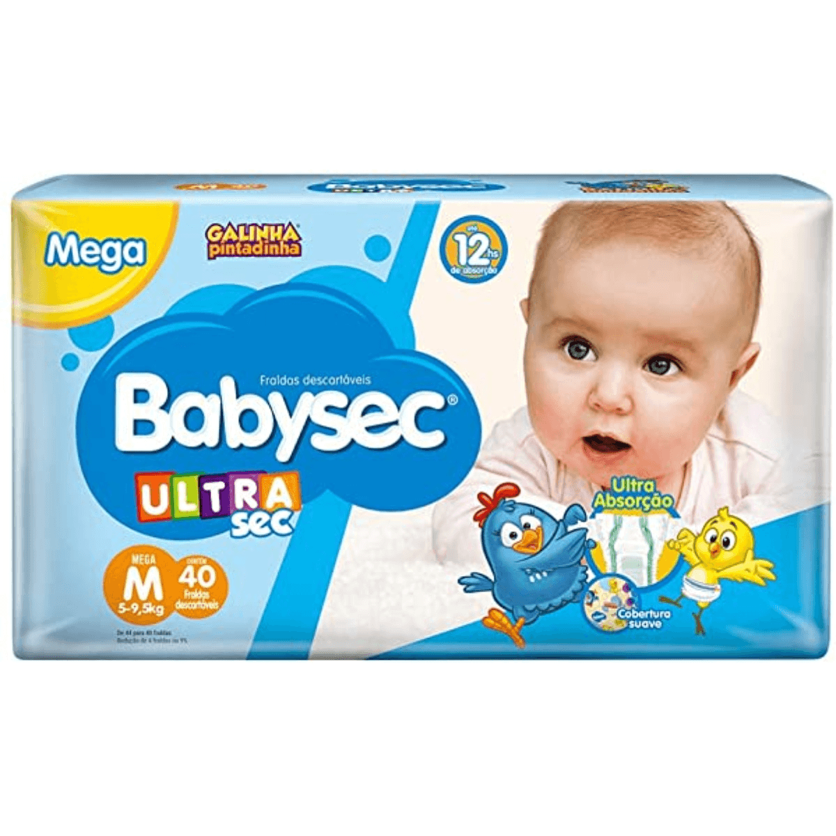 FRALDA BABYSEC GALINHA PINTADINHA M  COM 40 UNIDADES